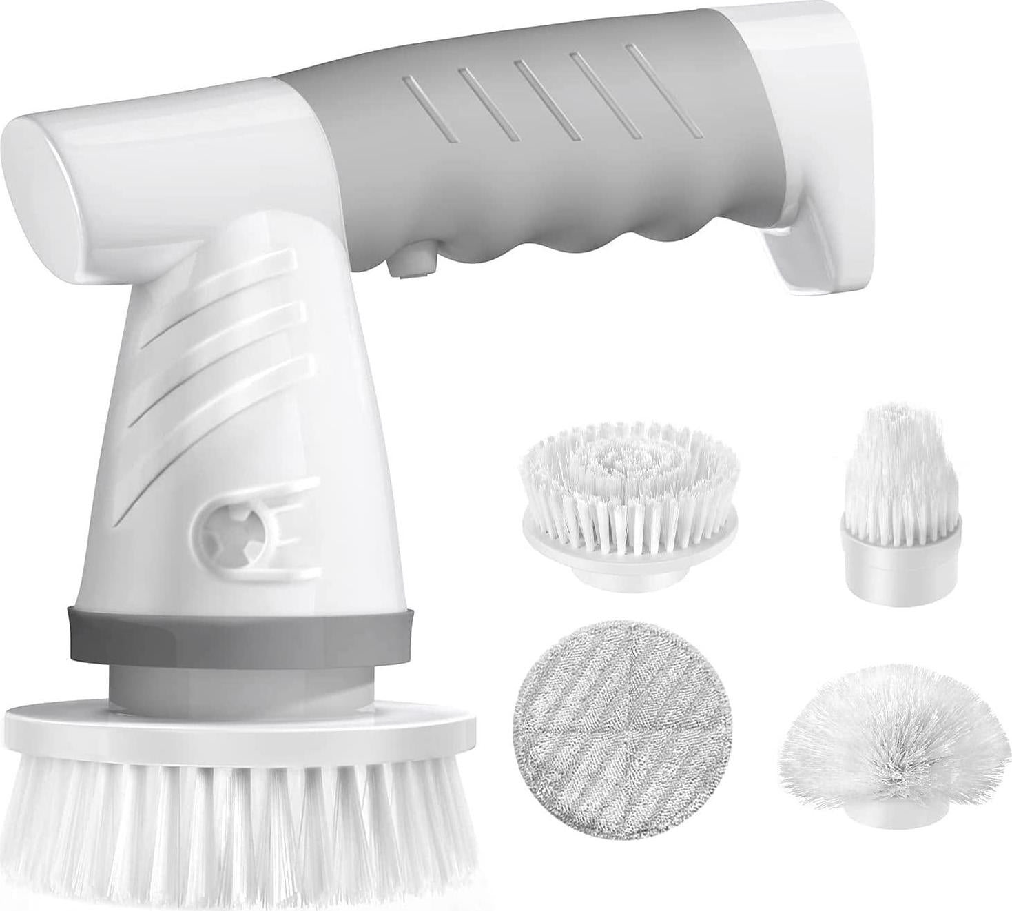 GRUTTI, GRUTTI Electric Spin Scrubber, Bathroom Scrubber Rechargeable Shower Scrubber for Cleaning Tub/Tile/Floor/Sink/Window Power Scrubber Cordless with 4 Replaceable Cleaning Brush Heads
