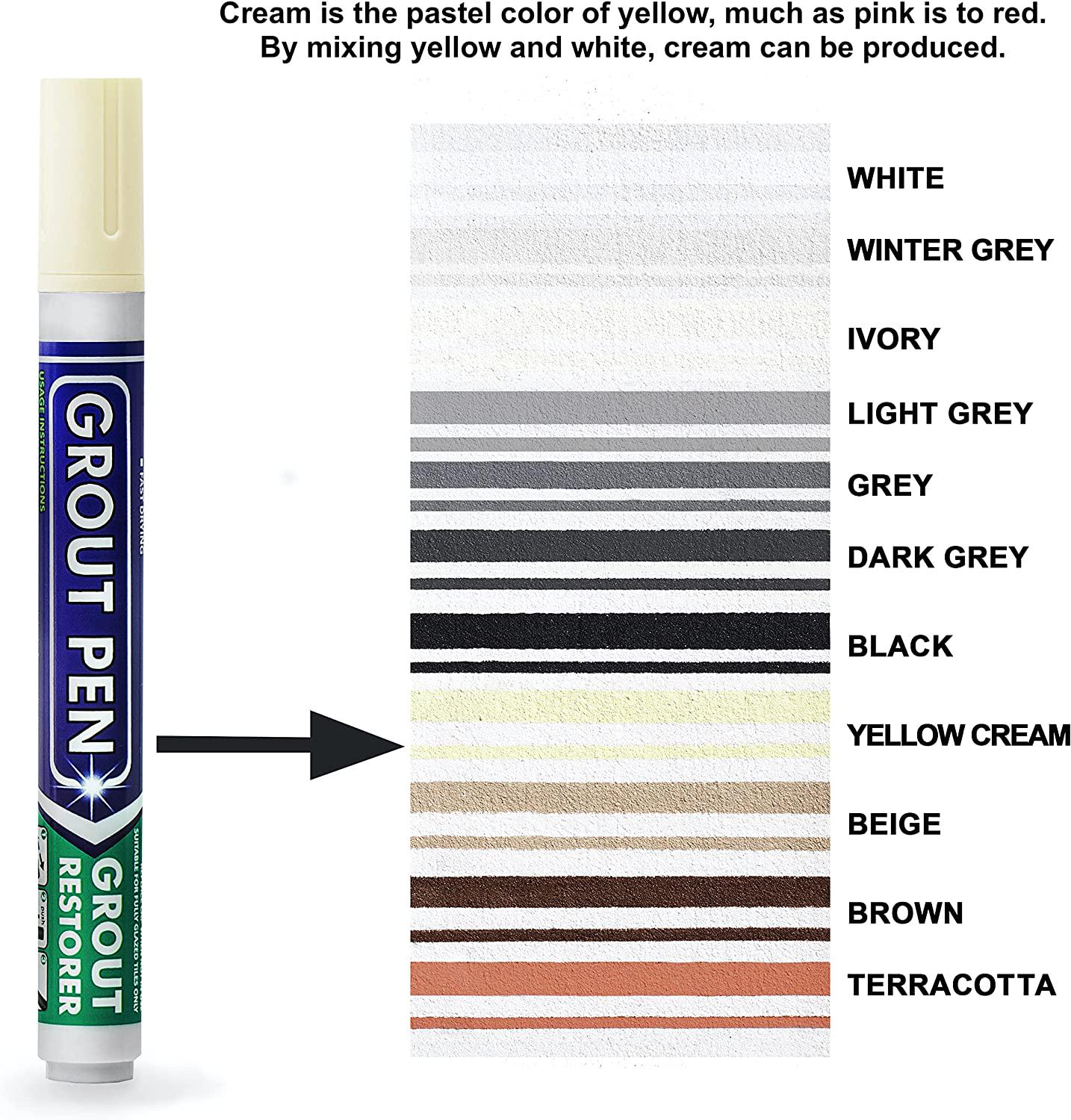 RAINBOW CHALK MARKERS LTD, Grout Pen - Designed for Restoring Tile Grout in bathrooms and Kitchens (Cream)