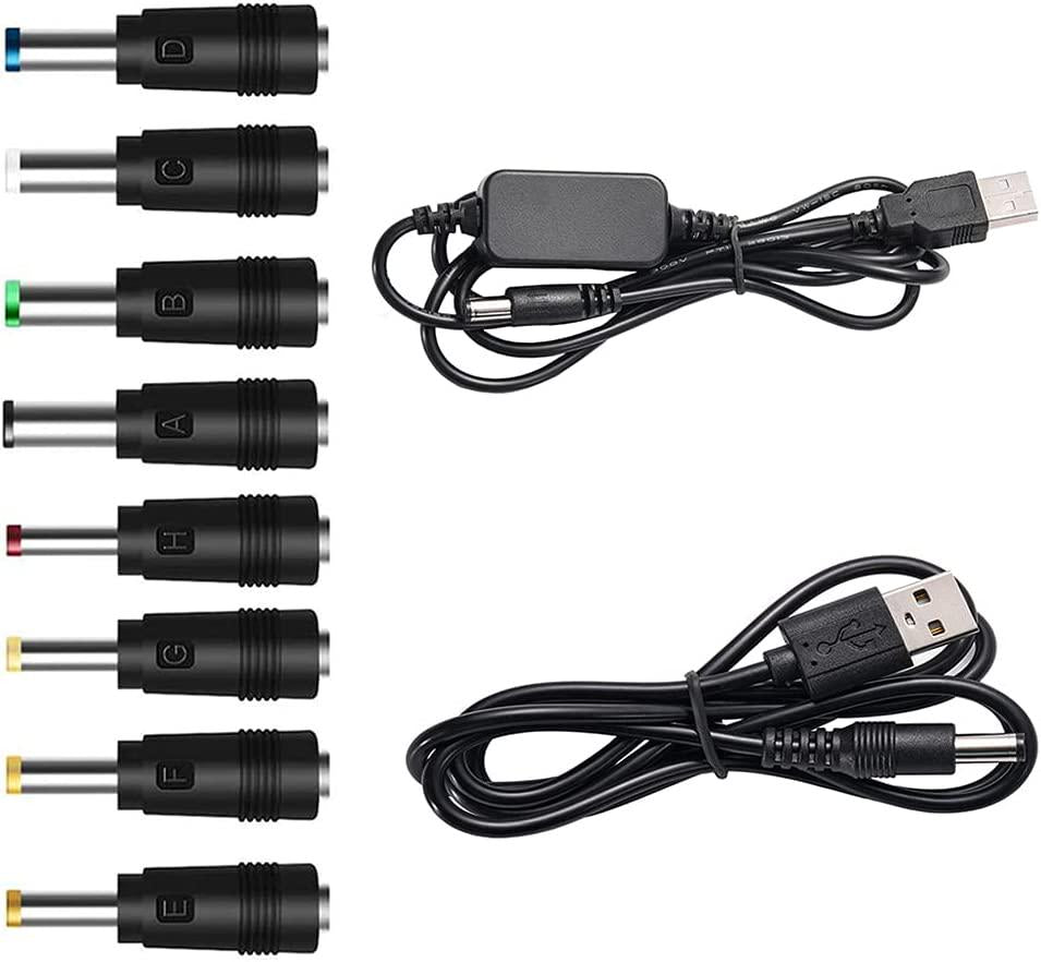 GutReise, GutReise USB 5V to DC 12V Converter Power Cable + 8 Connectors Adapter USB to DC Power Cable (Below 2A Max for 8Watts)
