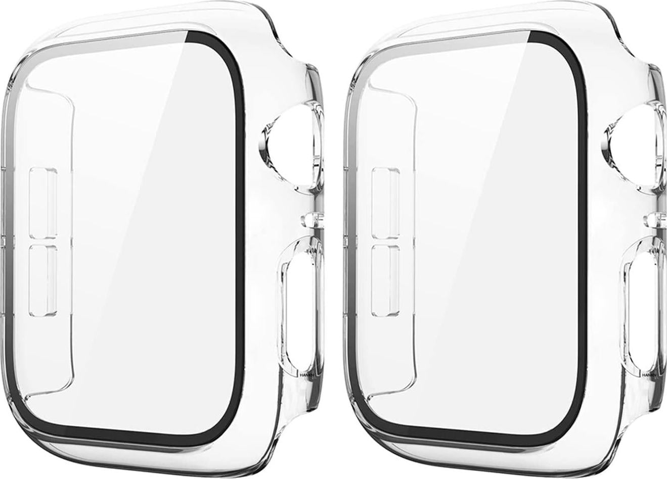 HANKN, HANKN 2 Pack Clear 40mm Case Compatible with Apple Watch Series 6 5 4 SE 40mm Tempered Glass Screen Protector Case, Full Coverage Hard Pc Shockproof Iwatch Cover Bumper (Clear+Clear, 40mm)