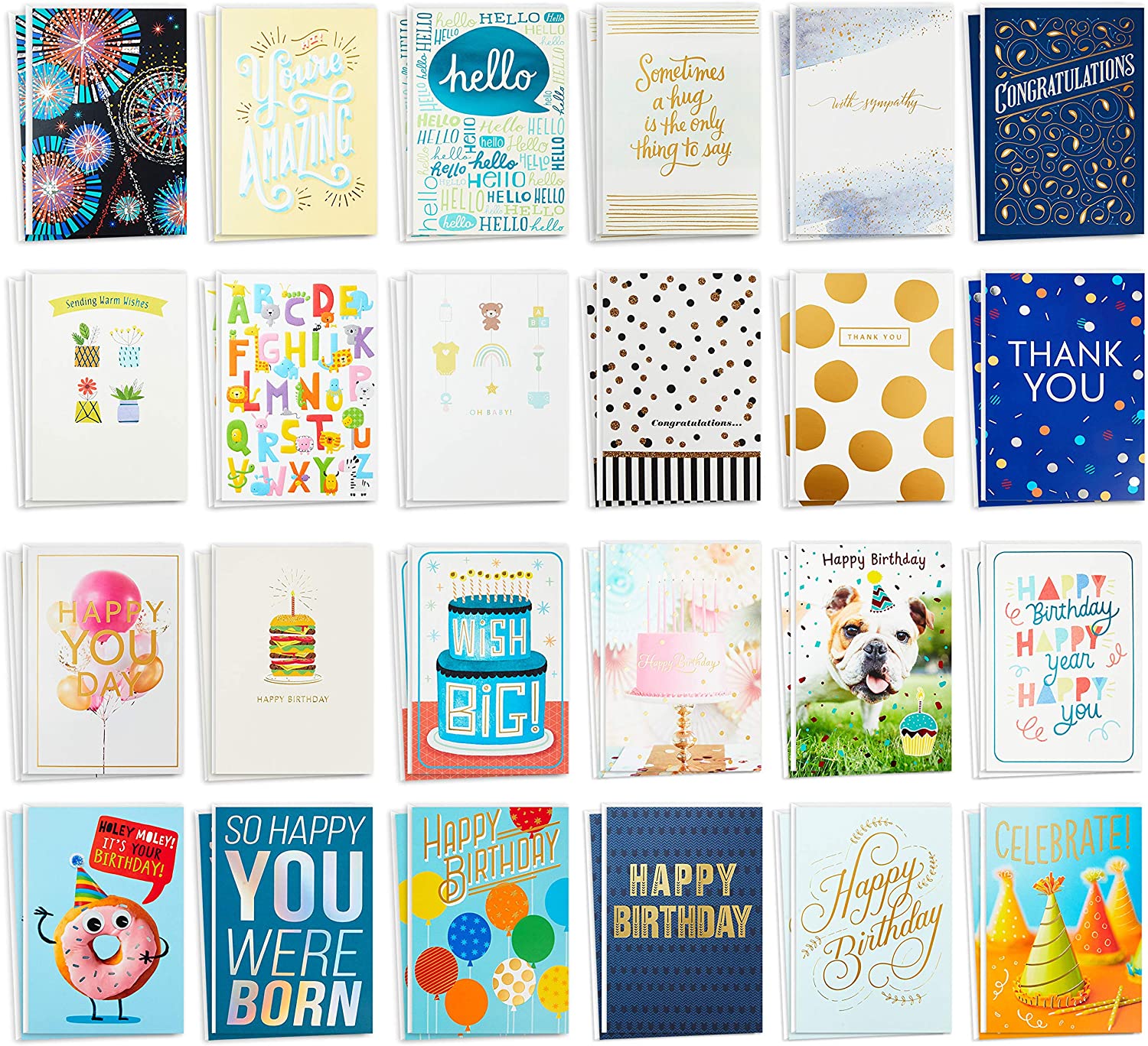 Hallmark, Hallmark All Occasion Cards Assortment 48 Cards with Envelopes (Birthday, Thank You, Congrats, Sympathy, Baby Shower, Blank), 5EDX1047