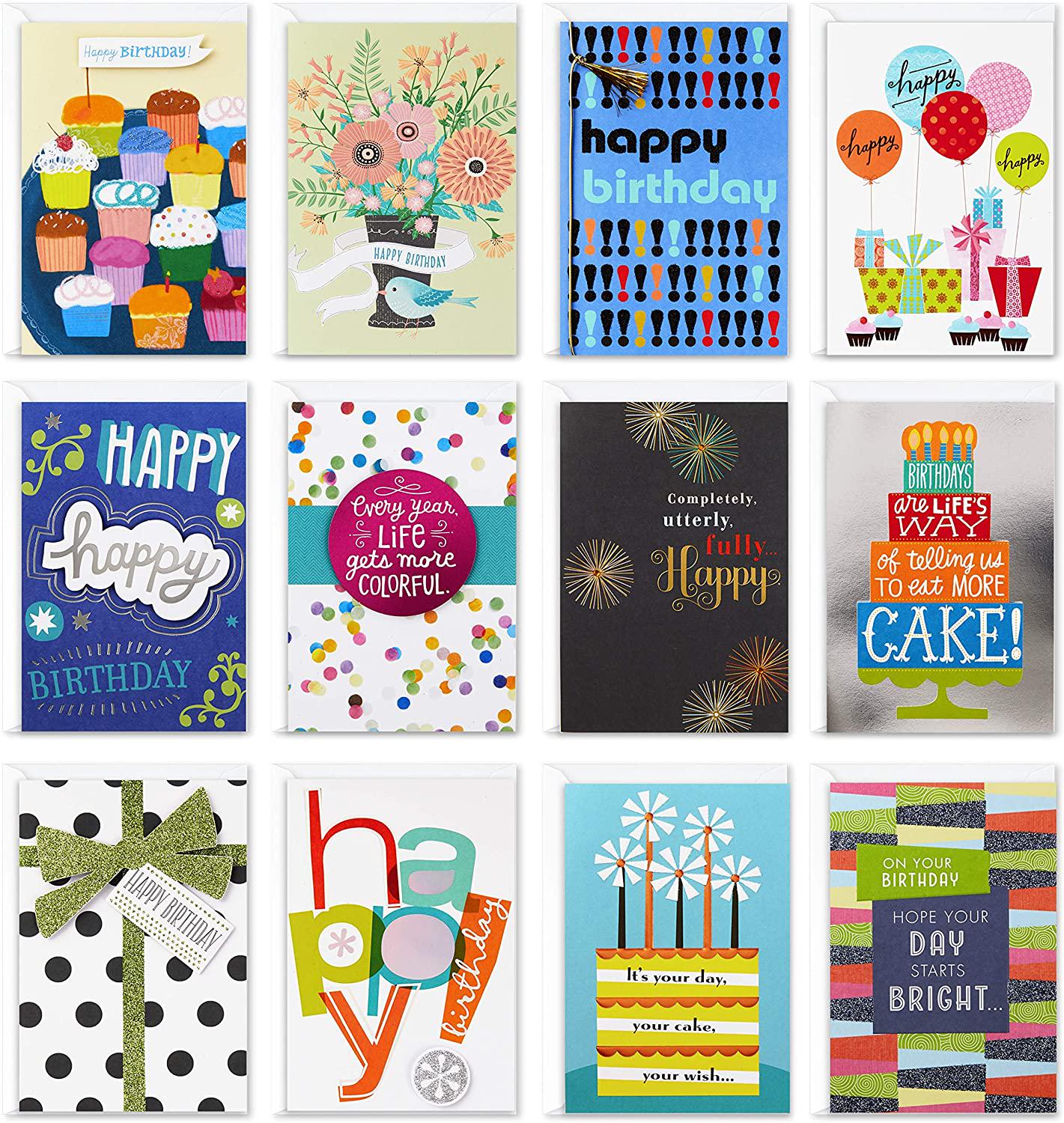 Hallmark, Hallmark Assorted Birthday Greeting Cards (12 Cards and Envelopes)