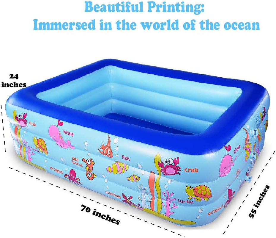 WateBom, Inflatable Family Swimming Center Pool with Inflatable Soft Floor, 70 Inches Ocean World Kids Swimming Pool…