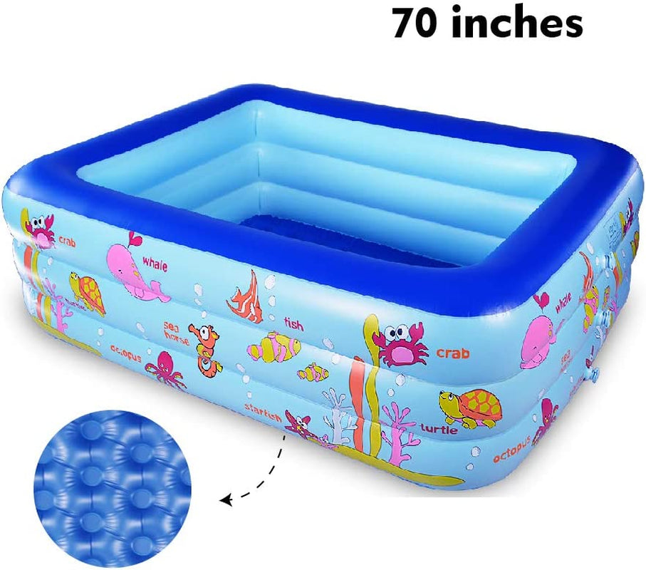 WateBom, Inflatable Family Swimming Center Pool with Inflatable Soft Floor, 70 Inches Ocean World Kids Swimming Pool…