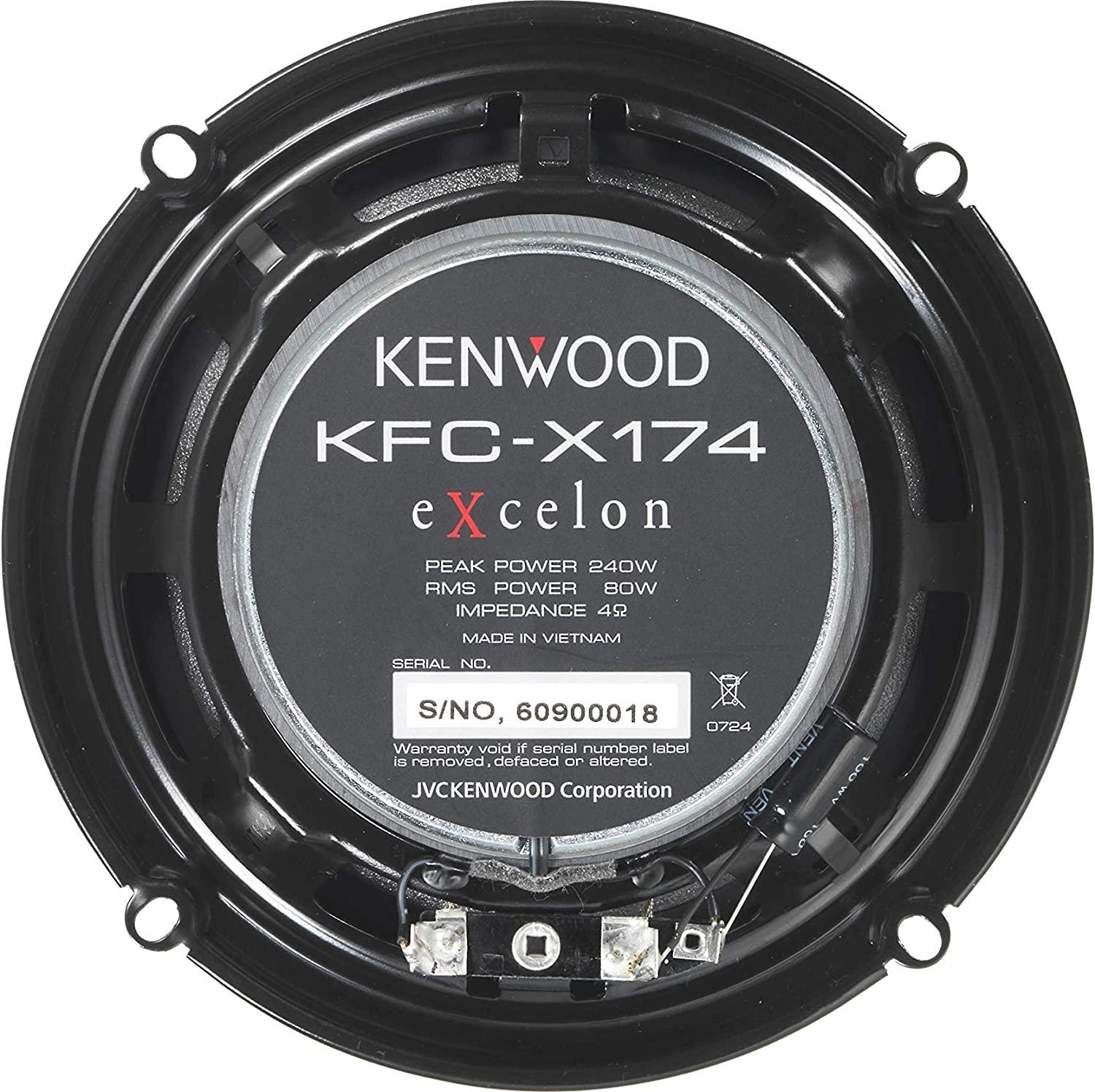 KENWOOD, Kenwood Car Audio KFC-X174 240W 17cm 2-Way Flush Mount Speakers